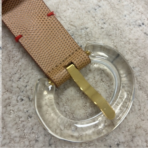 Lizzy Fortunato Louise Belt Brown Textured Leather with Clear Resin Buckle M/L main image 7